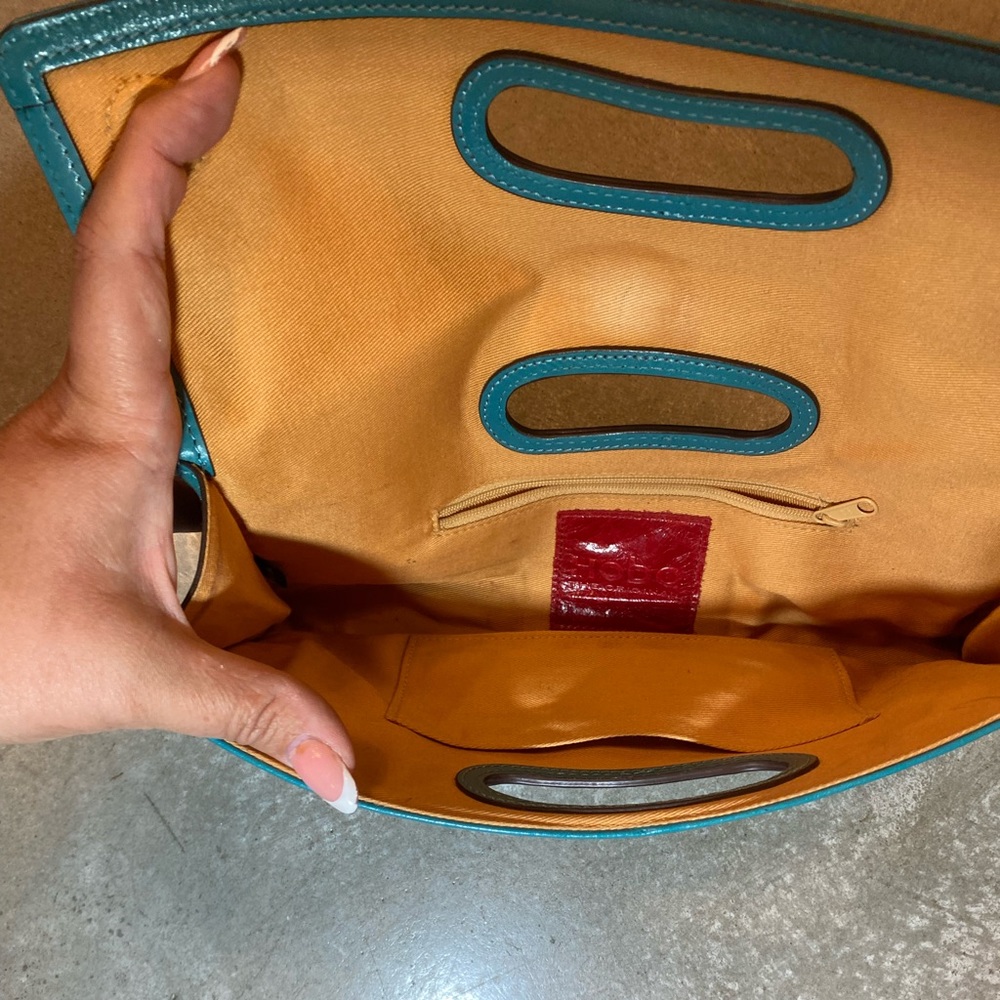 🍄 Hobo The Original Katrina Turquoise Leather Clutch - Picture 4 of 15